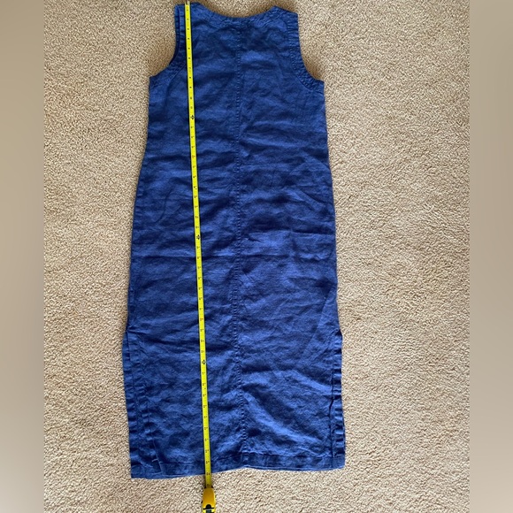 VGUC 100% Linen True Vintage 1990s Cali Cali Apron Pinafore Jumper Maxi Dress - Picture 10 of 11